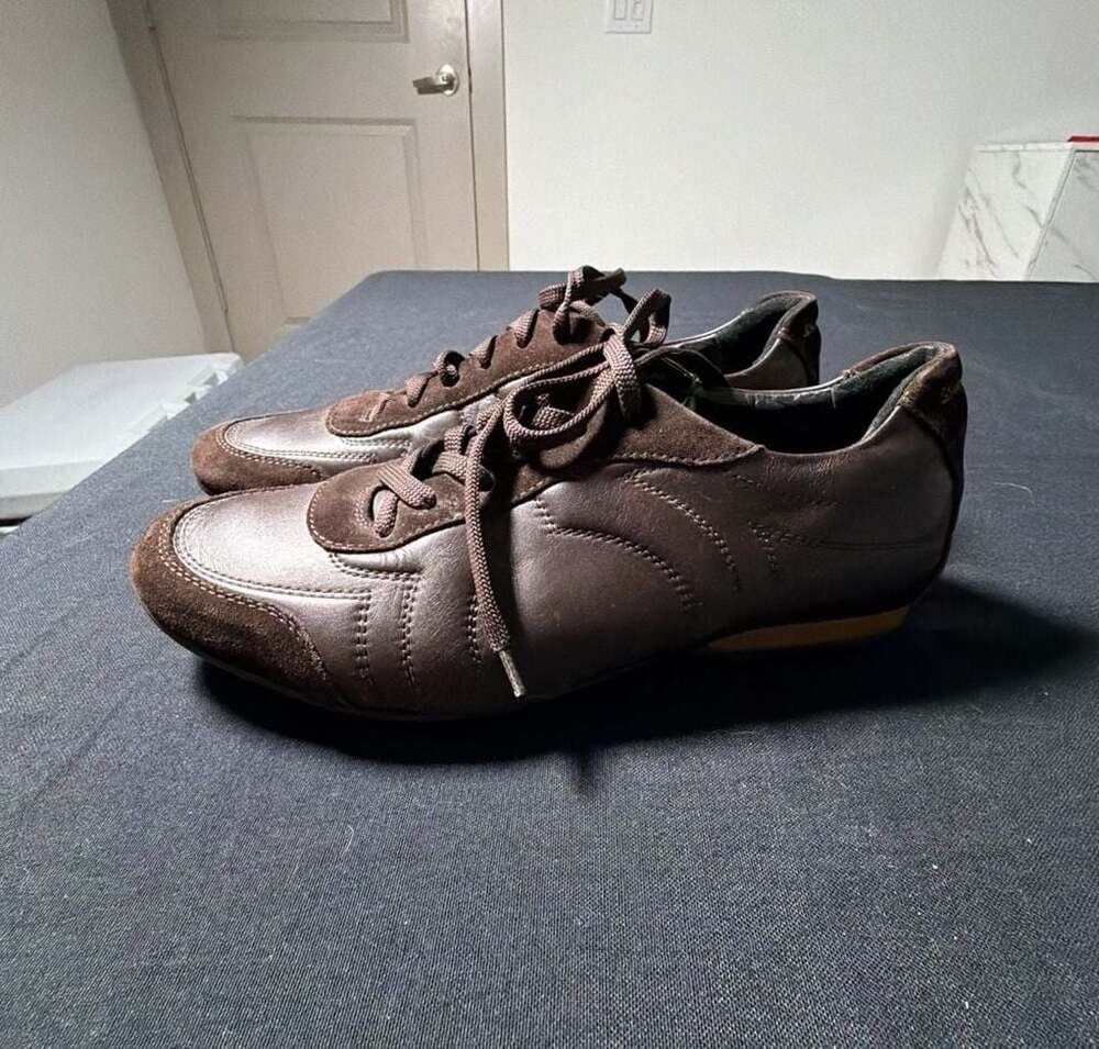 Salvatore Ferragamo Men's Brown Leather and Suede Low Top Sneakers